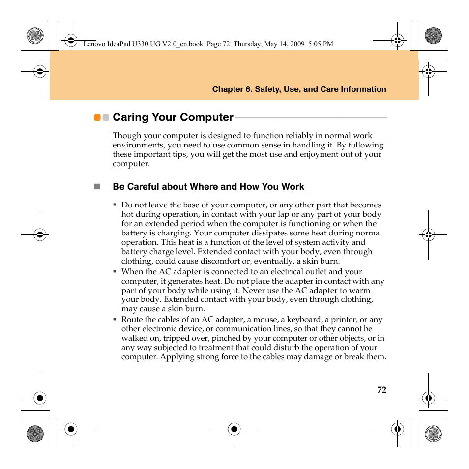 Caring your computer | Lenovo IdeaPad U330 User Manual | Page 81 / 135