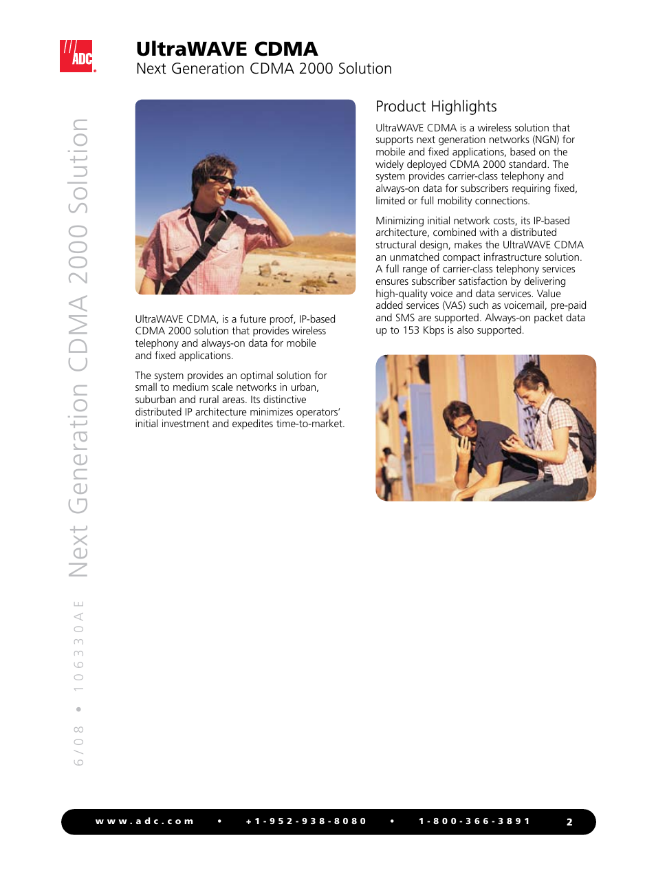 Next generation cdma 2000 solution, Ultrawave cdma | ADC UltraWAVE 2000 User Manual | Page 2 / 8