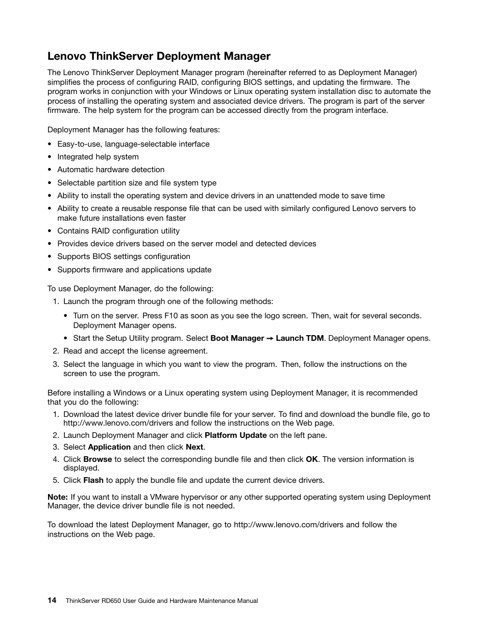 Lenovo thinkserver deployment manager, Lenovo thinkserver | Lenovo ThinkServer RD650 User Manual | Page 28 / 226