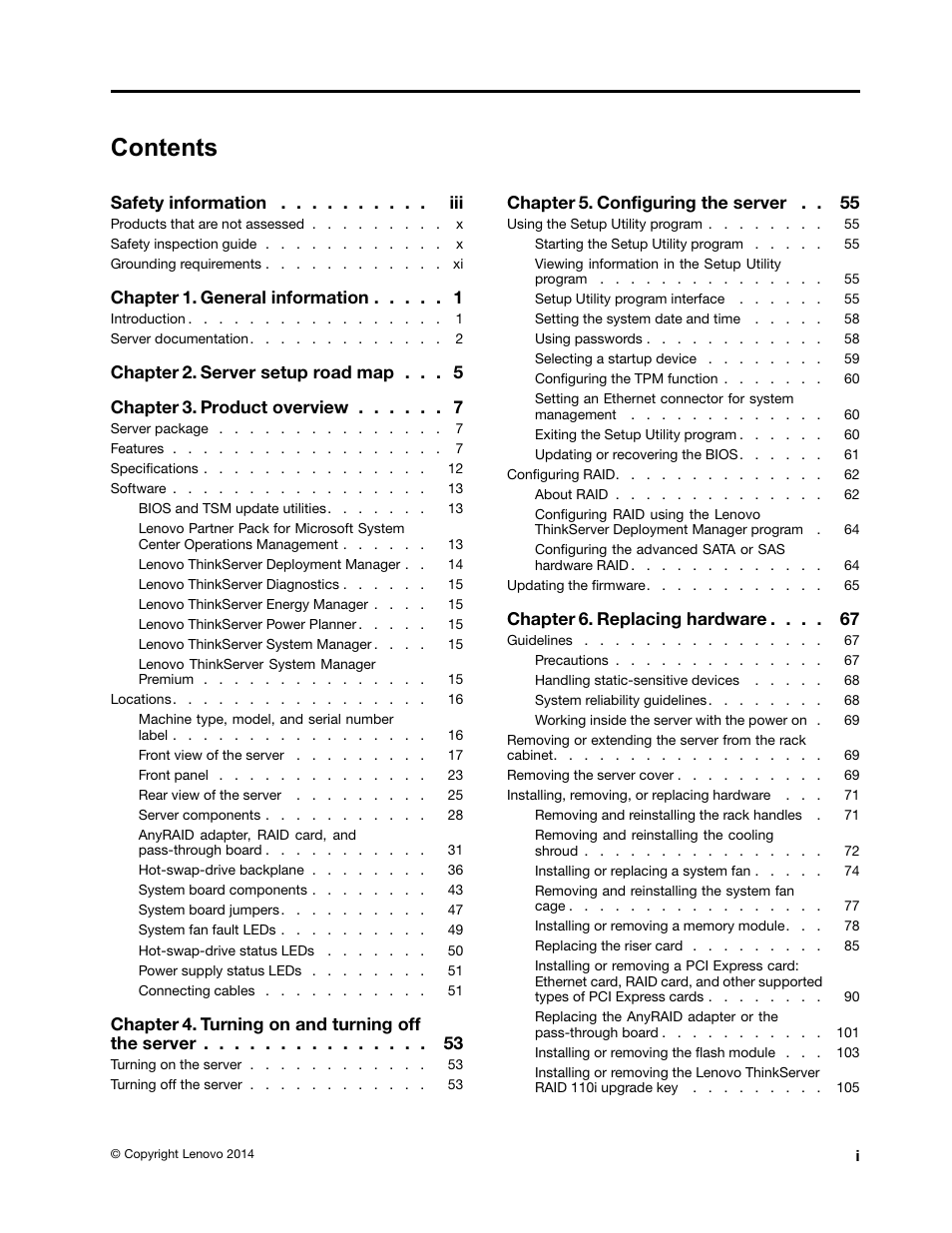 Lenovo ThinkServer RD650 User Manual | Page 3 / 226