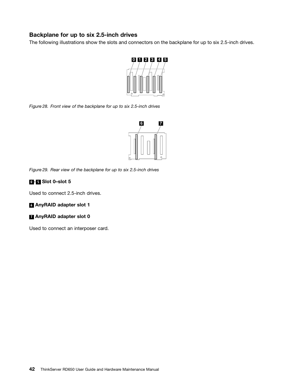 Backplane for up to six 2.5-inch drives | Lenovo ThinkServer RD650 User Manual | Page 56 / 226