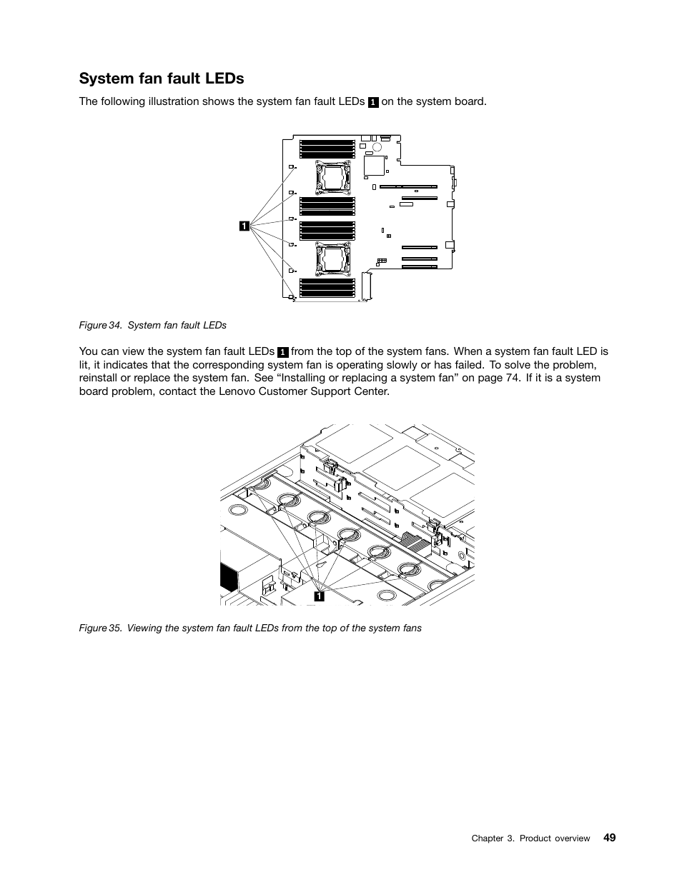 System fan fault leds | Lenovo ThinkServer RD650 User Manual | Page 63 / 226