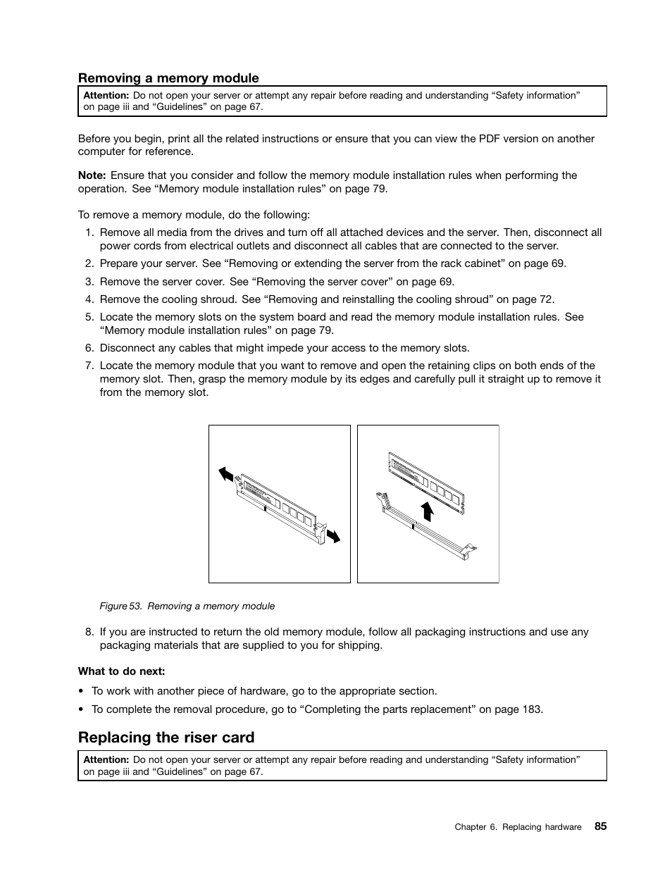 Replacing the riser card | Lenovo ThinkServer RD650 User Manual | Page 99 / 226