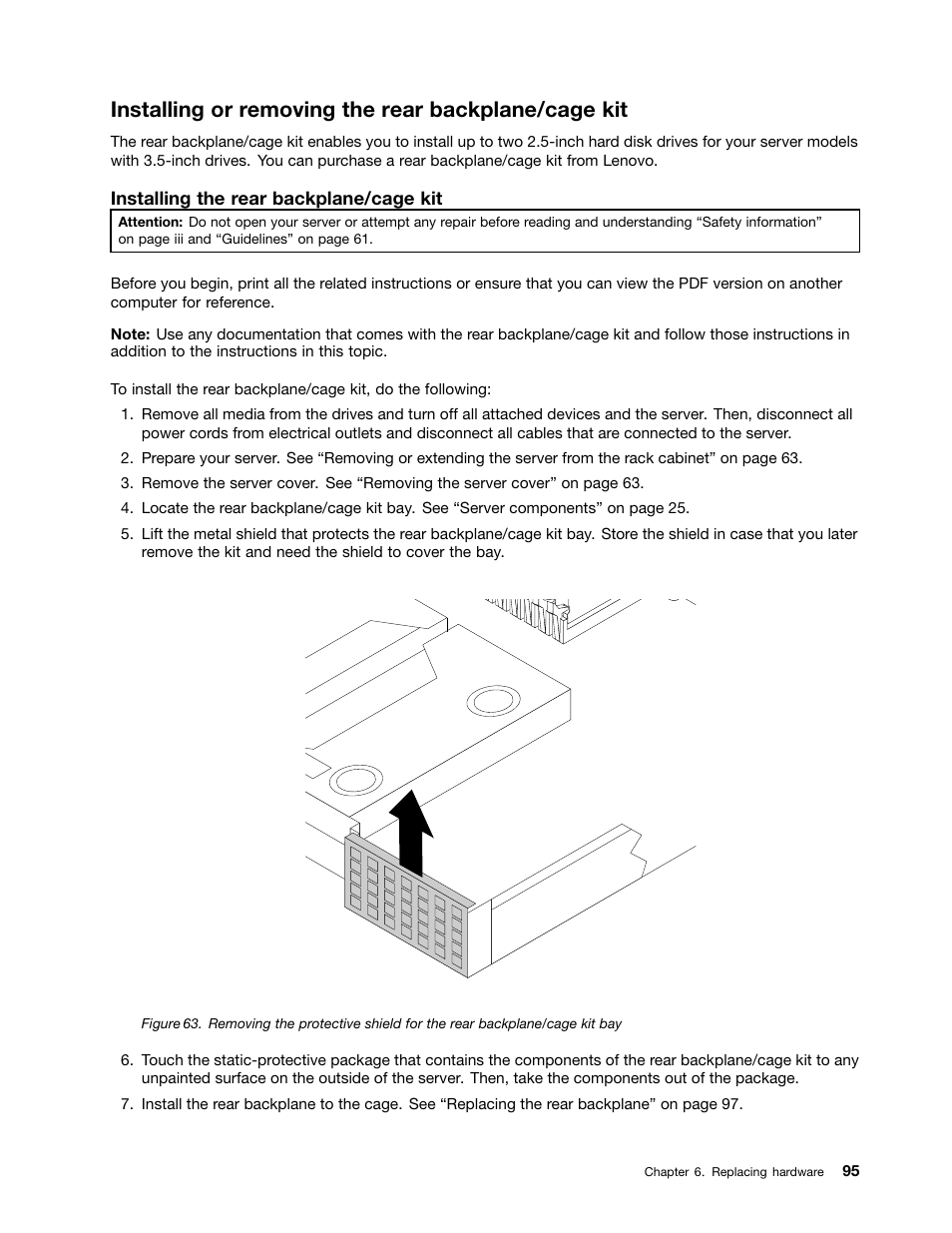 Installing or removing the rear backplane/cage kit | Lenovo ThinkServer RD550 User Manual | Page 109 / 184