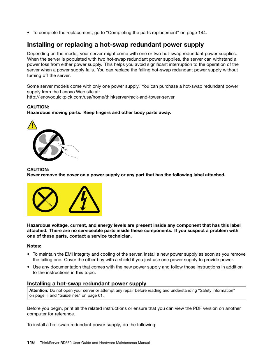 Lenovo ThinkServer RD550 User Manual | Page 130 / 184