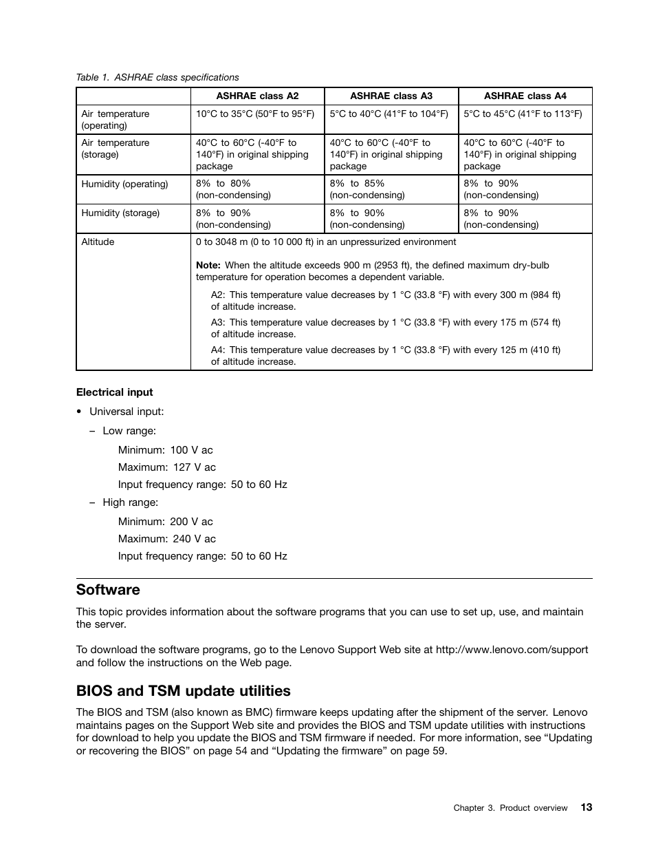 Software, Bios and tsm update utilities | Lenovo ThinkServer RD550 User Manual | Page 27 / 184