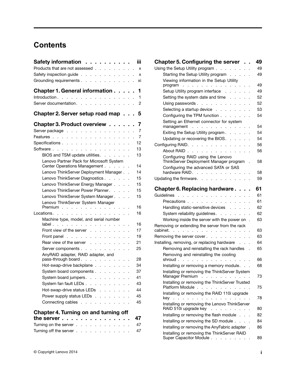 Lenovo ThinkServer RD550 User Manual | Page 3 / 184