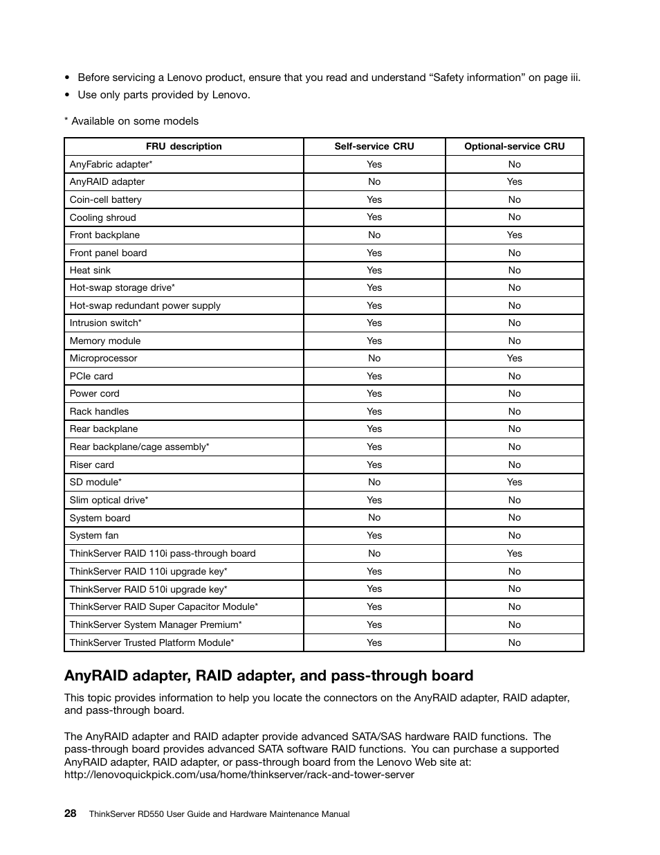 Lenovo ThinkServer RD550 User Manual | Page 42 / 184