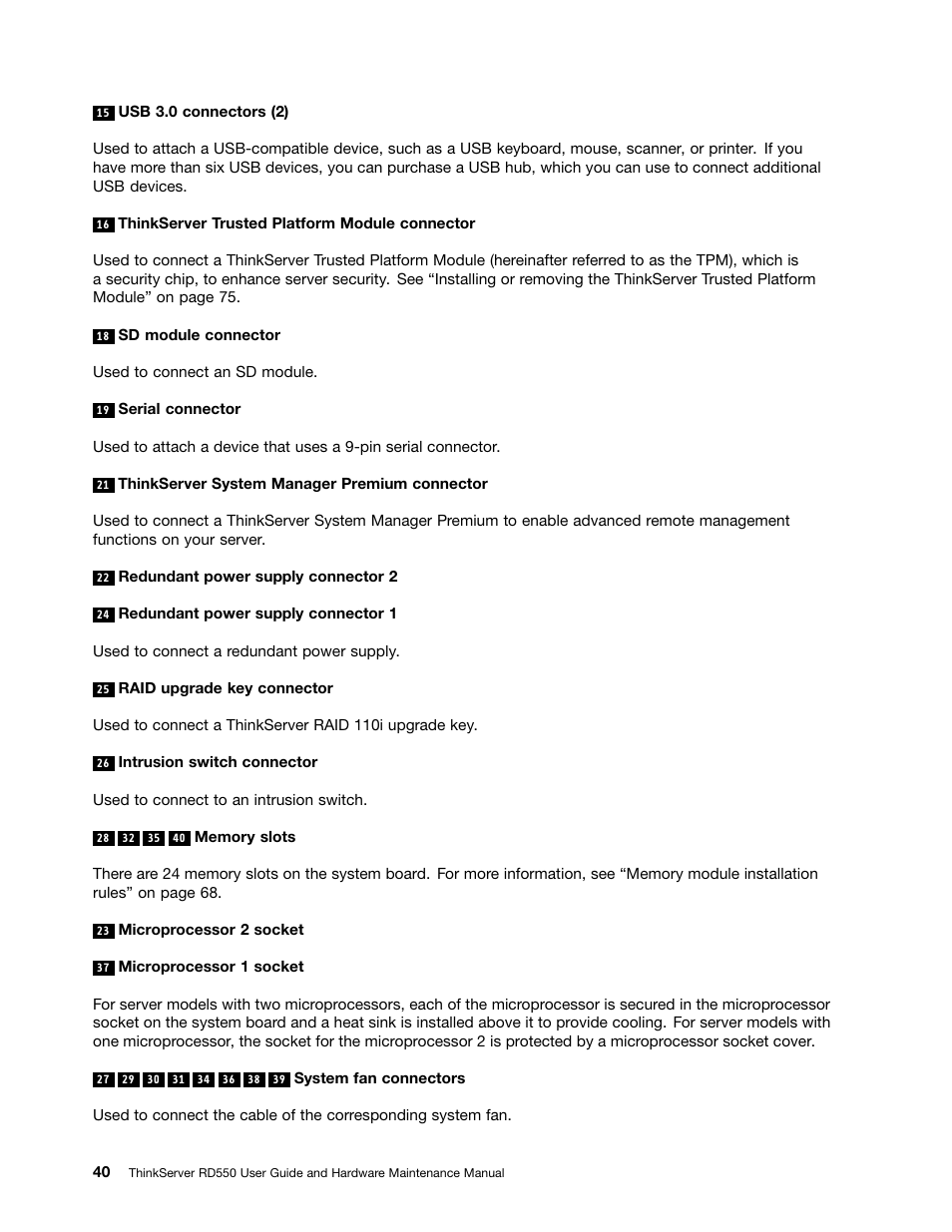Lenovo ThinkServer RD550 User Manual | Page 54 / 184