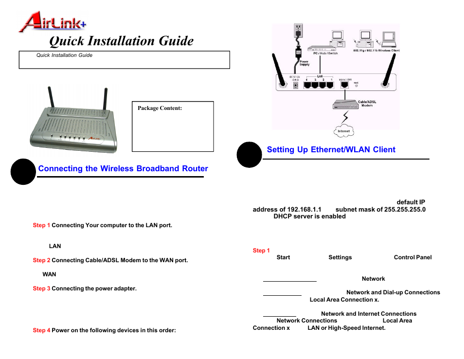 Airlink RT210W User Manual | 4 pages