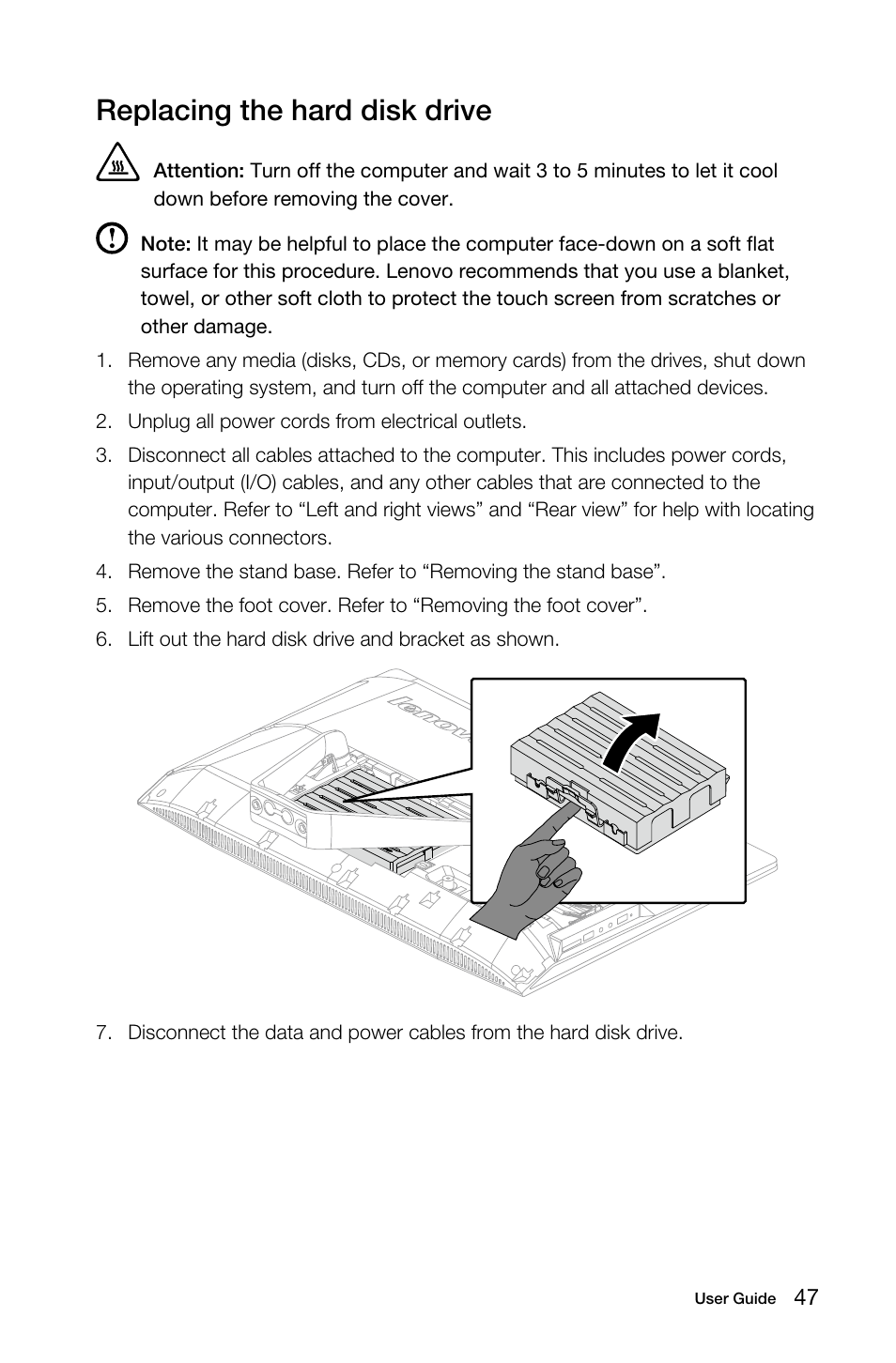 Replacing the hard disk drive | Lenovo B50-30 Touch All-in-One User Manual | Page 52 / 59