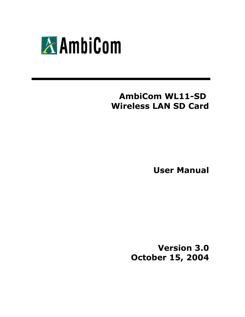 AmbiCom Wireless LAN SD Card WL11-SD User Manual | 28 pages