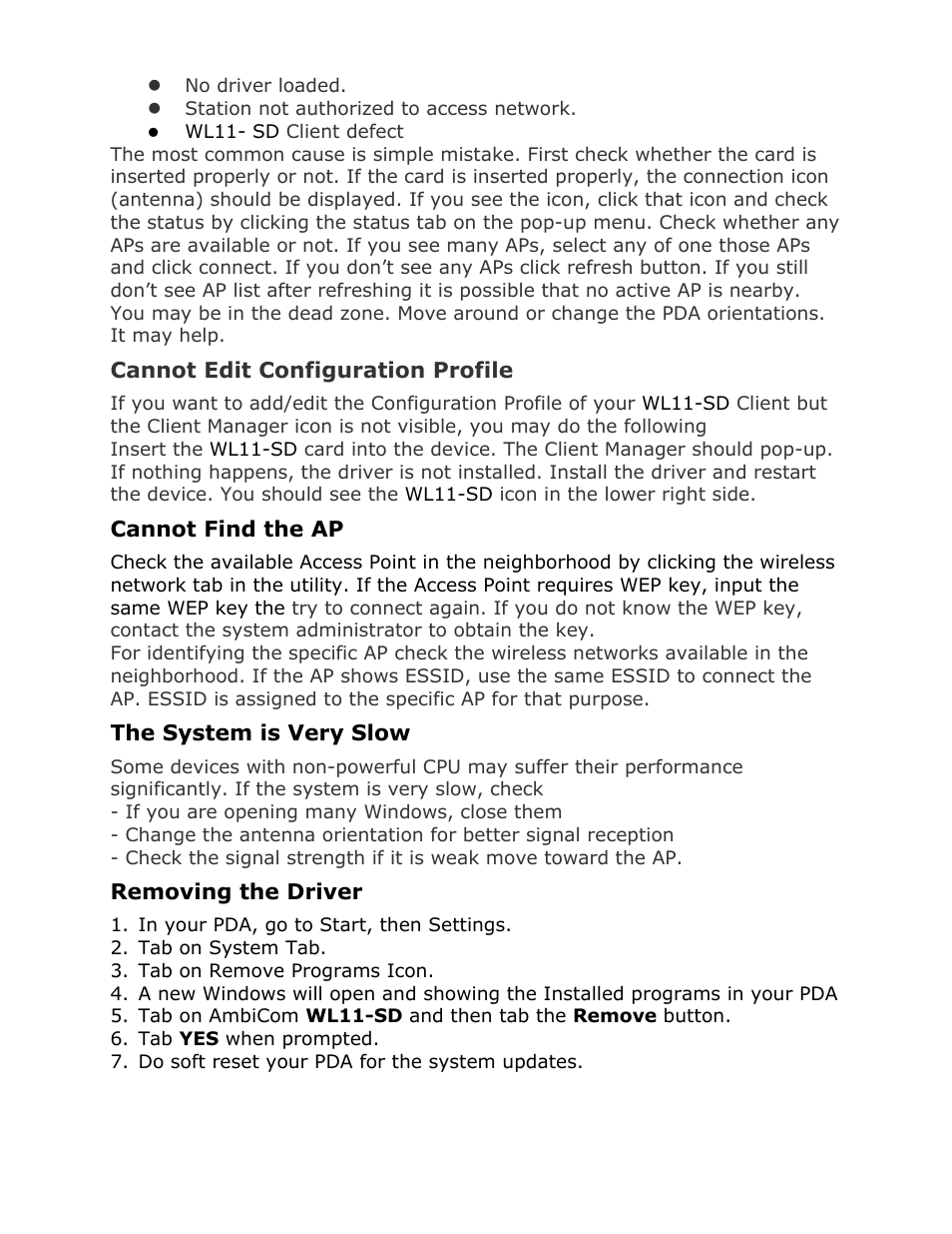AmbiCom Wireless LAN SD Card WL11-SD User Manual | Page 28 / 28