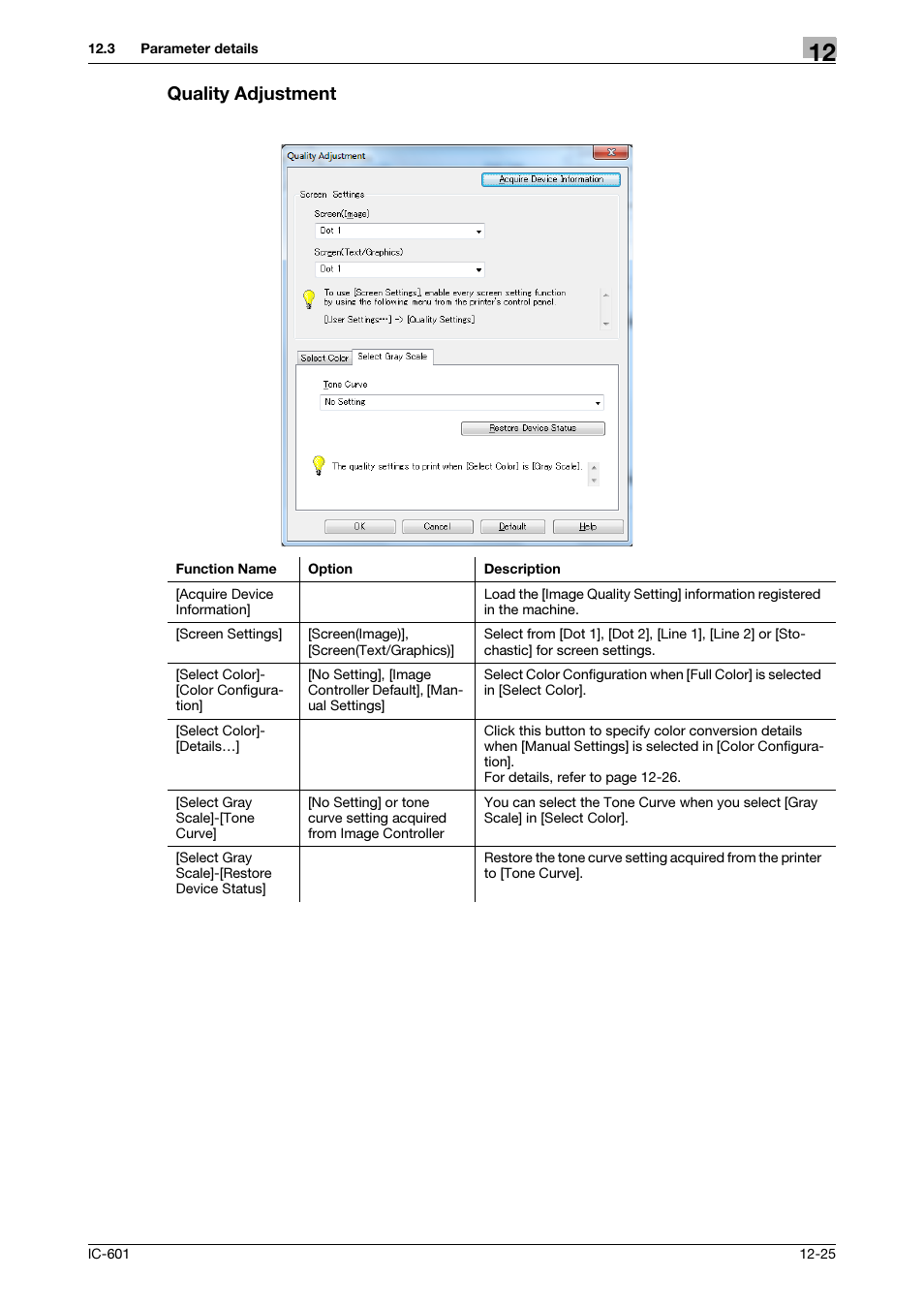 Quality adjustment | Konica Minolta bizhub PRESS C8000e User Manual | Page 169 / 255