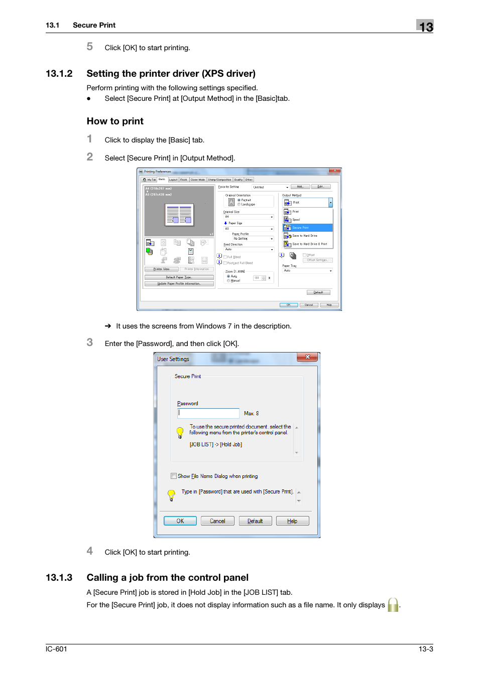 2 setting the printer driver (xps driver), How to print, 3 calling a job from the control panel | Setting the printer driver (xps driver) -3, Calling a job from the control panel -3 | Konica Minolta bizhub PRESS C8000e User Manual | Page 174 / 255