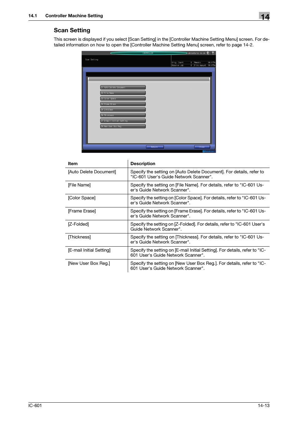 Scan setting | Konica Minolta bizhub PRESS C8000e User Manual | Page 197 / 255