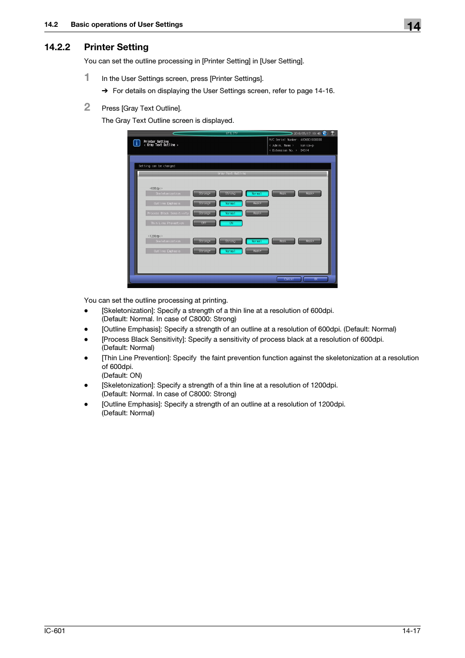 2 printer setting, Printer setting -17 | Konica Minolta bizhub PRESS C8000e User Manual | Page 201 / 255