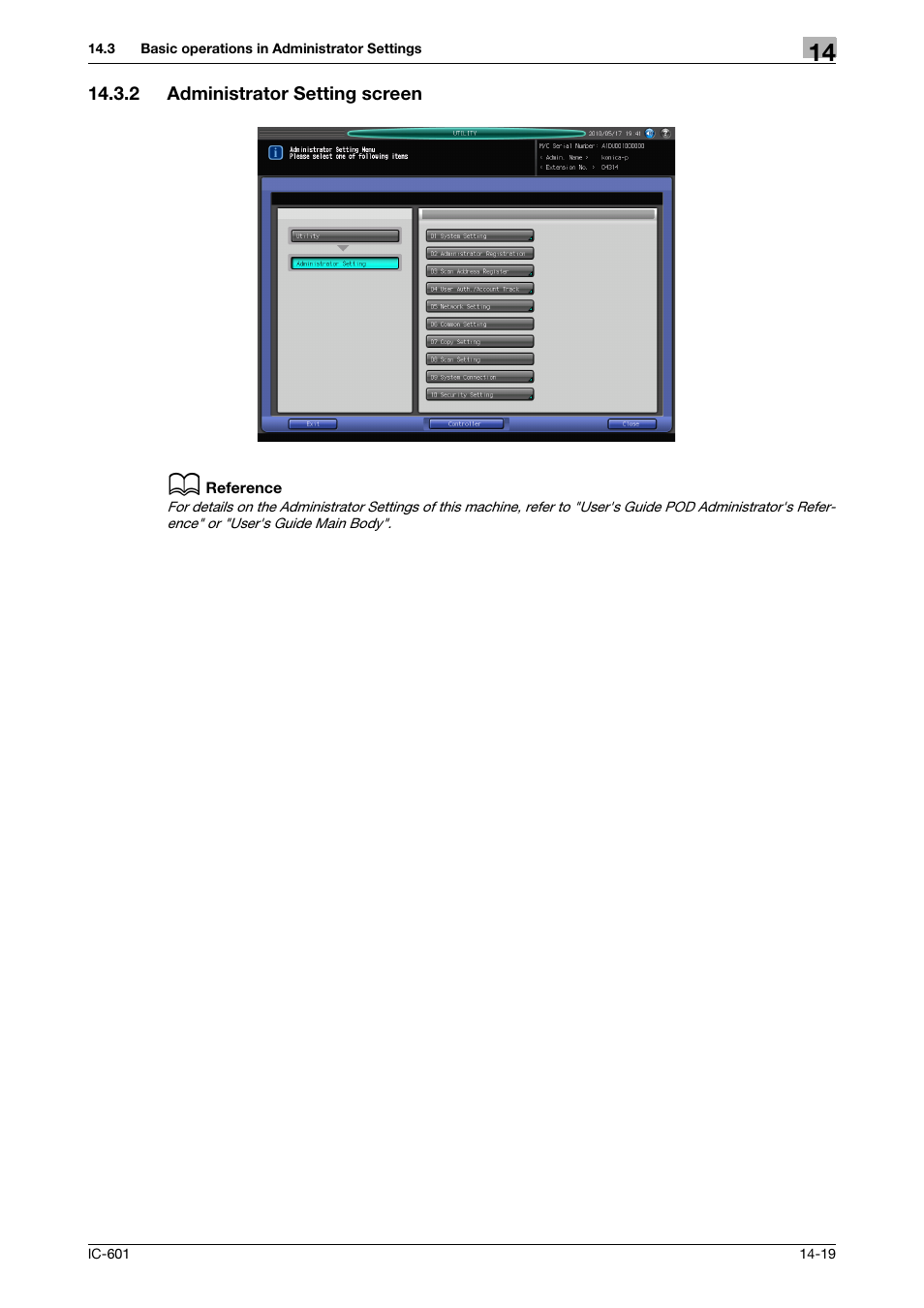 2 administrator setting screen, Administrator setting screen -19 | Konica Minolta bizhub PRESS C8000e User Manual | Page 203 / 255