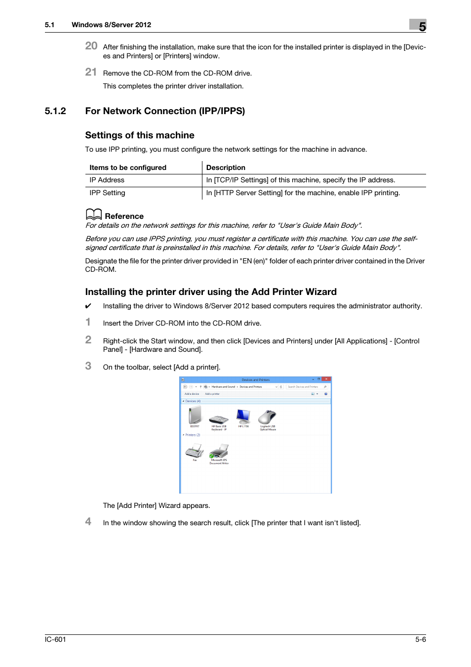 2 for network connection (ipp/ipps), Settings of this machine, For network connection (ipp/ipps) -6 | Konica Minolta bizhub PRESS C8000e User Manual | Page 46 / 255