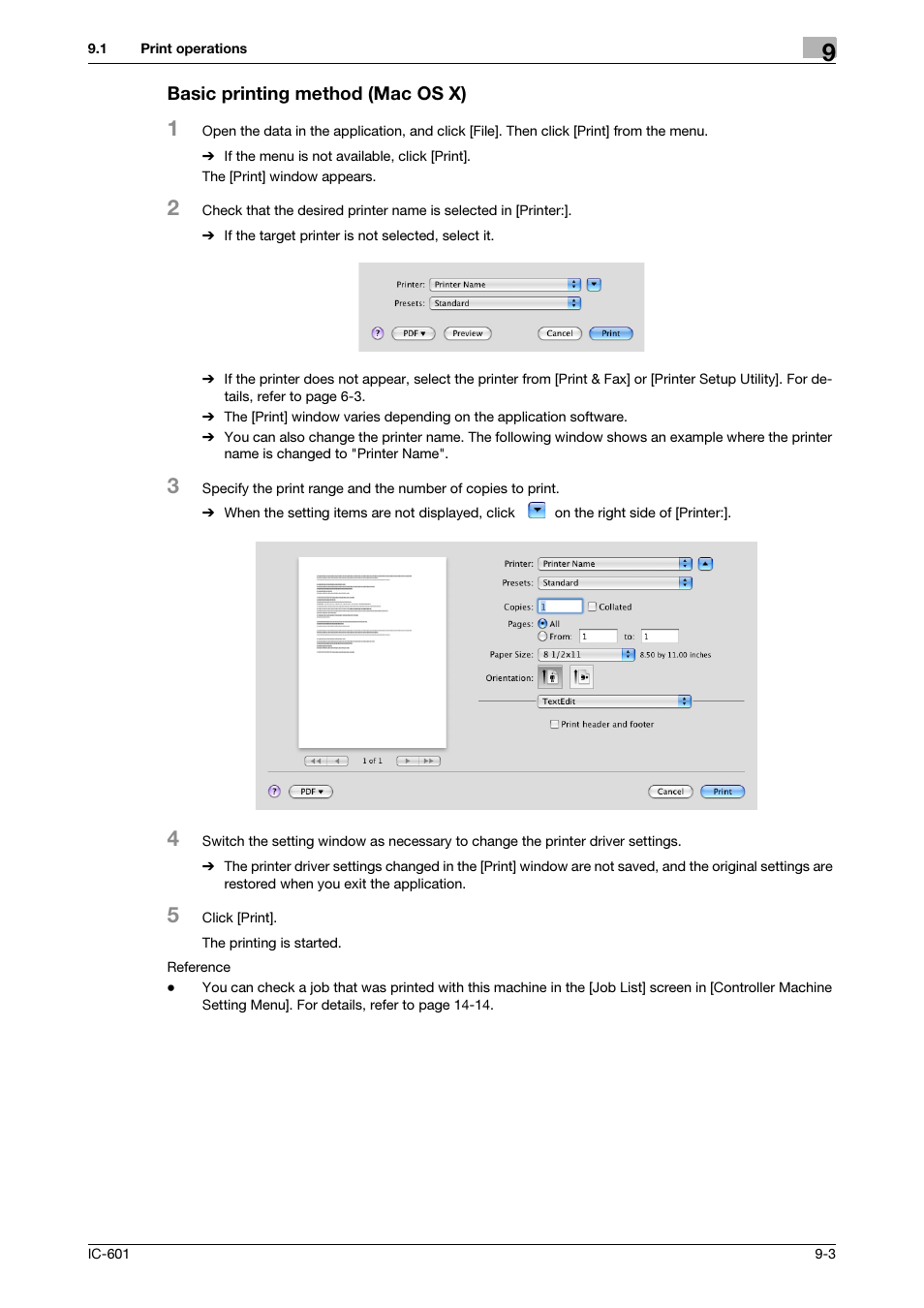 Basic printing method (mac os x) | Konica Minolta bizhub PRESS C8000e User Manual | Page 93 / 255
