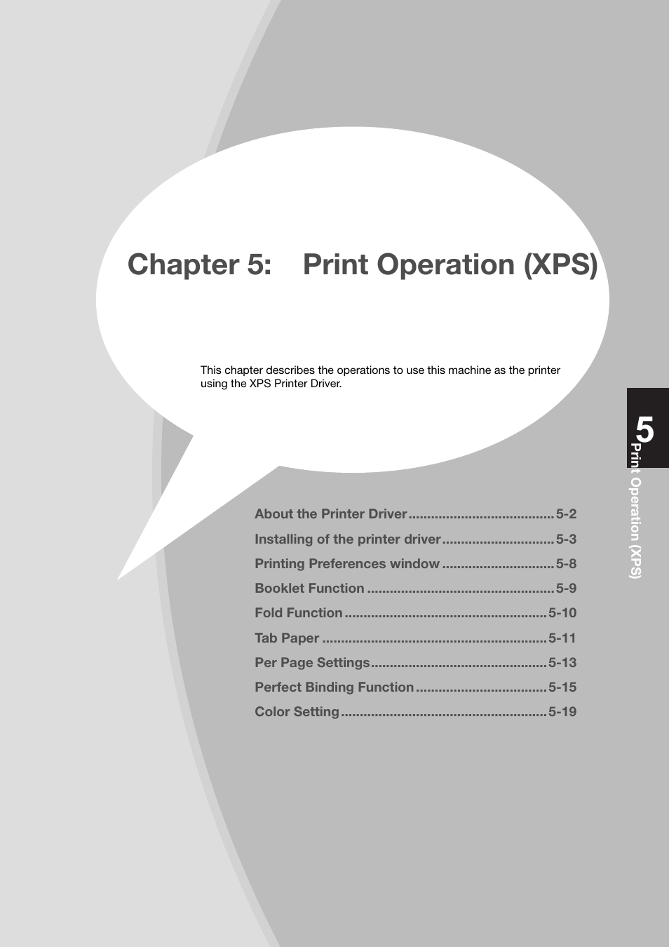 Chapter 5: print operation (xps), Chapter 5:print operation (xps) -1 | Konica Minolta bizhub PRESS C8000e User Manual | Page 115 / 204