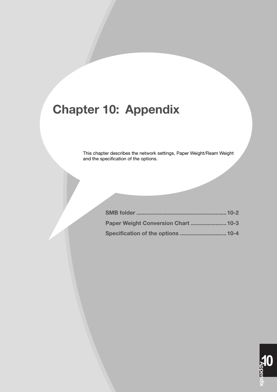 Chapter 10: appendix, Chapter 10:appendix -1 | Konica Minolta bizhub PRESS C8000e User Manual | Page 195 / 204