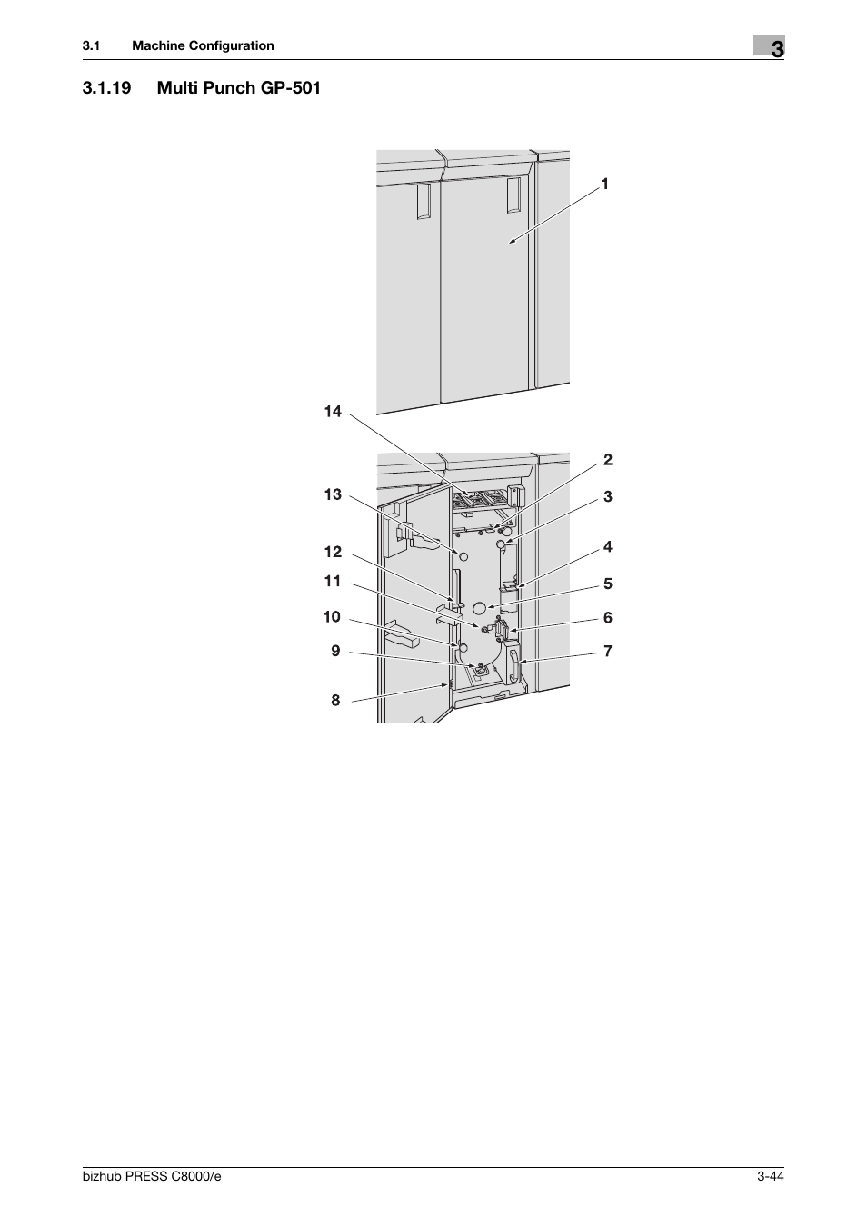 19 multi punch gp-501, Multi punch gp-501 -44 | Konica Minolta bizhub PRESS C8000e User Manual | Page 108 / 706
