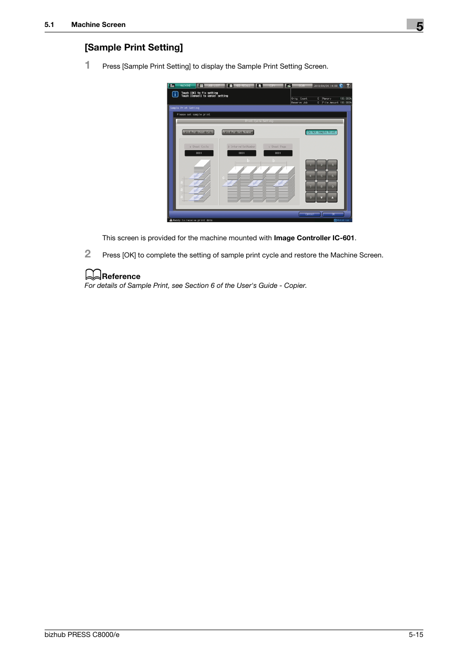Sample print setting | Konica Minolta bizhub PRESS C8000e User Manual | Page 155 / 706
