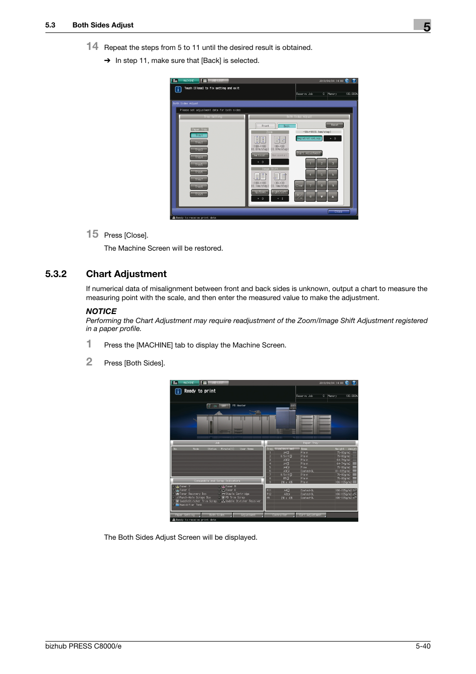 2 chart adjustment, Chart adjustment -40 | Konica Minolta bizhub PRESS C8000e User Manual | Page 180 / 706