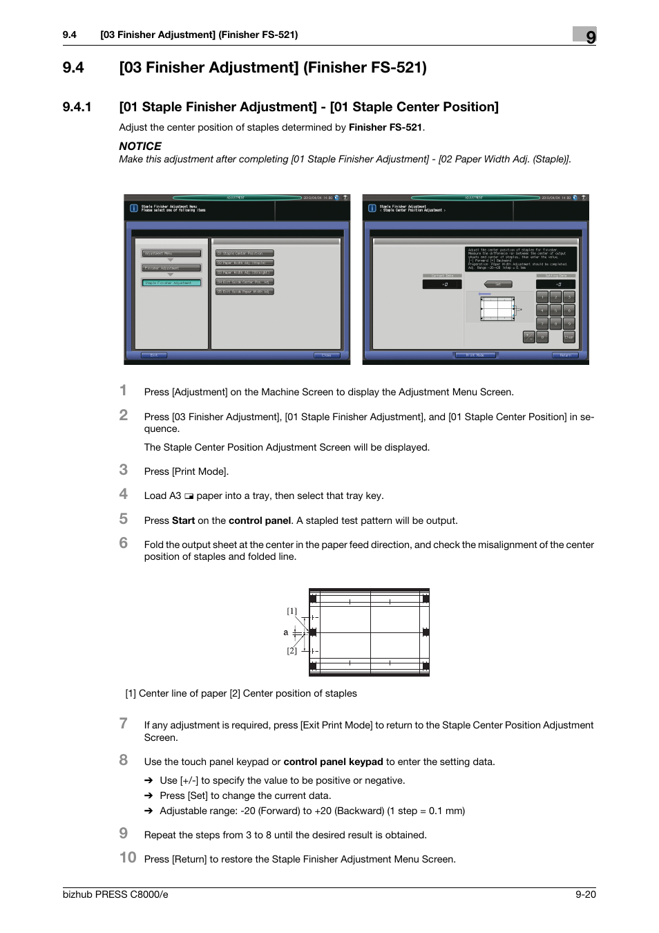4 [03 finisher adjustment] (finisher fs-521), 03 finisher adjustment] (finisher fs-521) -20 | Konica Minolta bizhub PRESS C8000e User Manual | Page 338 / 706