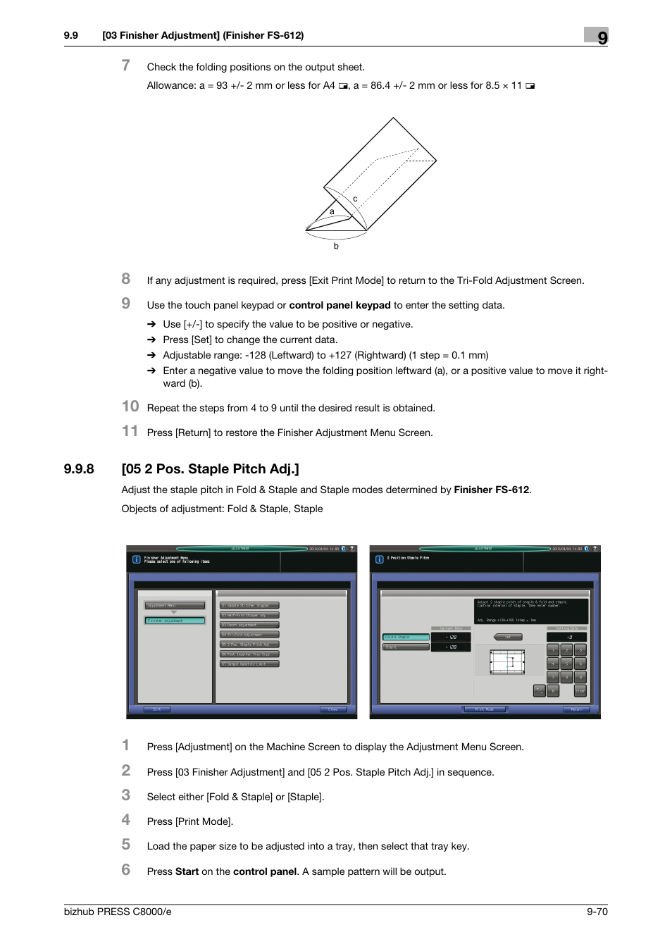8 [05 2 pos. staple pitch adj, 05 2 pos. staple pitch adj.] -70 | Konica Minolta bizhub PRESS C8000e User Manual | Page 388 / 706