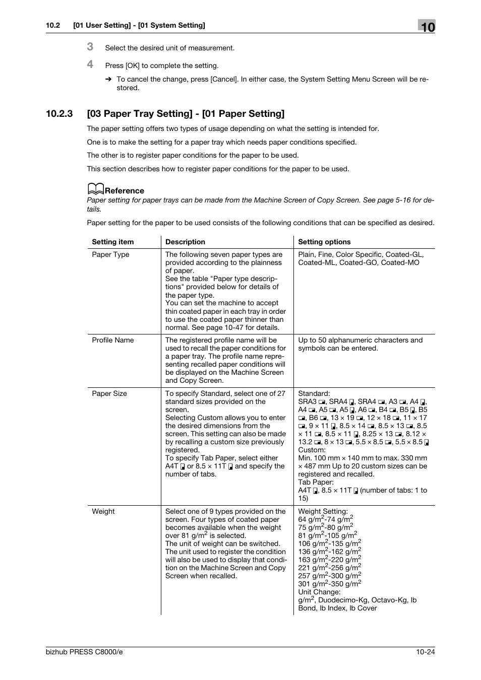 3 [03 paper tray setting] - [01 paper setting, 03 paper tray setting] - [01 paper setting] -24 | Konica Minolta bizhub PRESS C8000e User Manual | Page 438 / 706