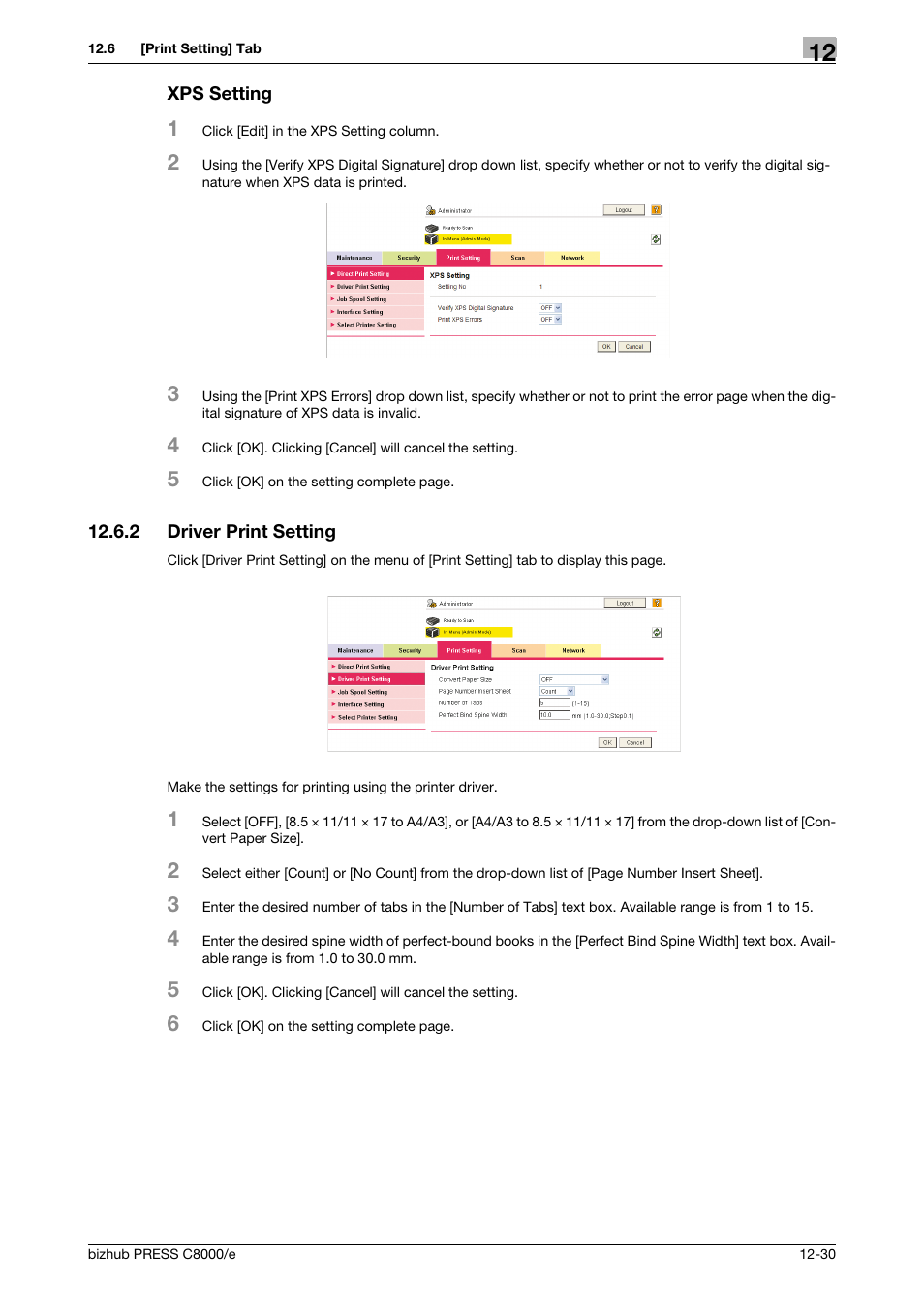 Xps setting, 2 driver print setting, Driver print setting -30 | Konica Minolta bizhub PRESS C8000e User Manual | Page 604 / 706