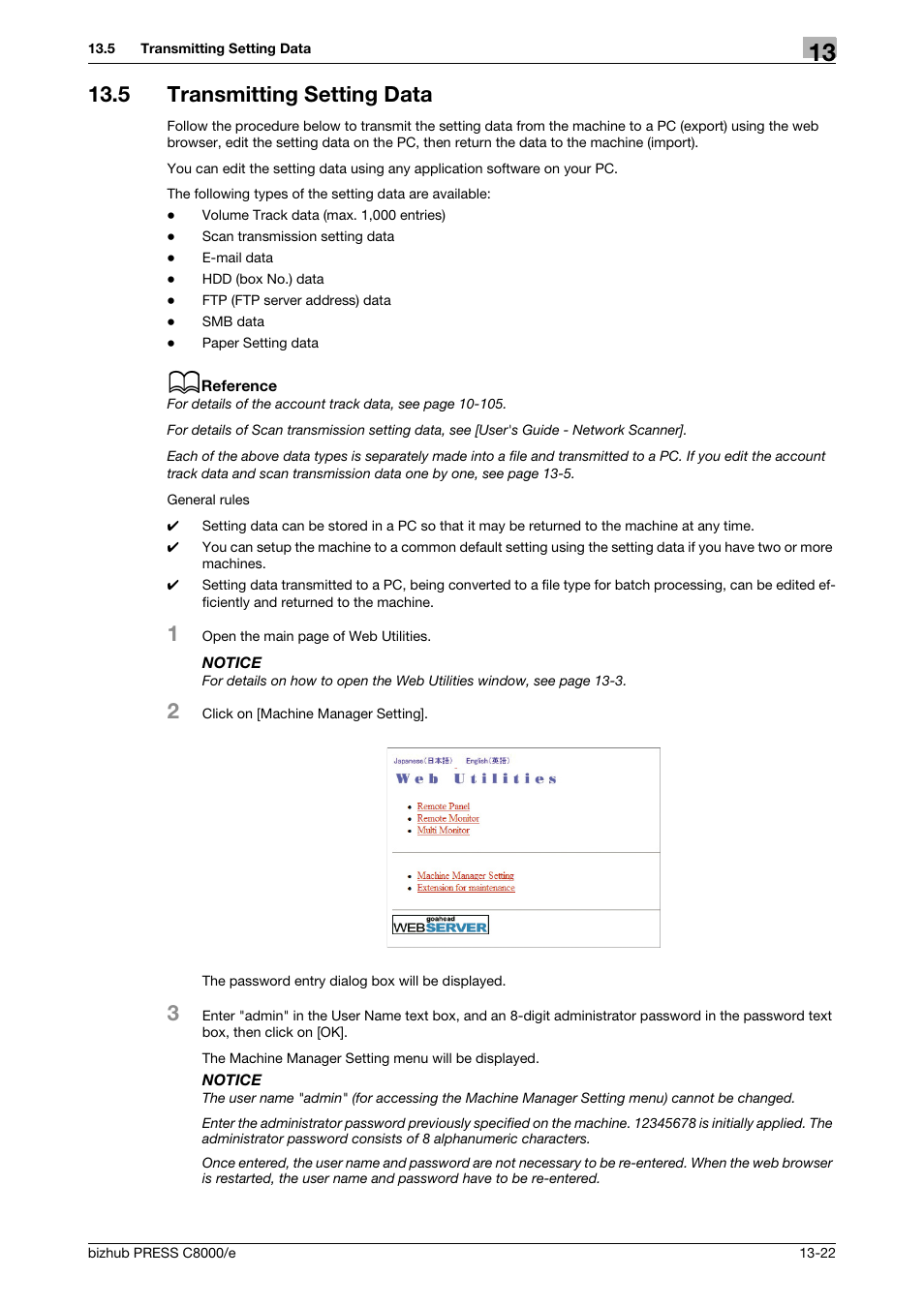 5 transmitting setting data, Transmitting setting data -22 | Konica Minolta bizhub PRESS C8000e User Manual | Page 656 / 706