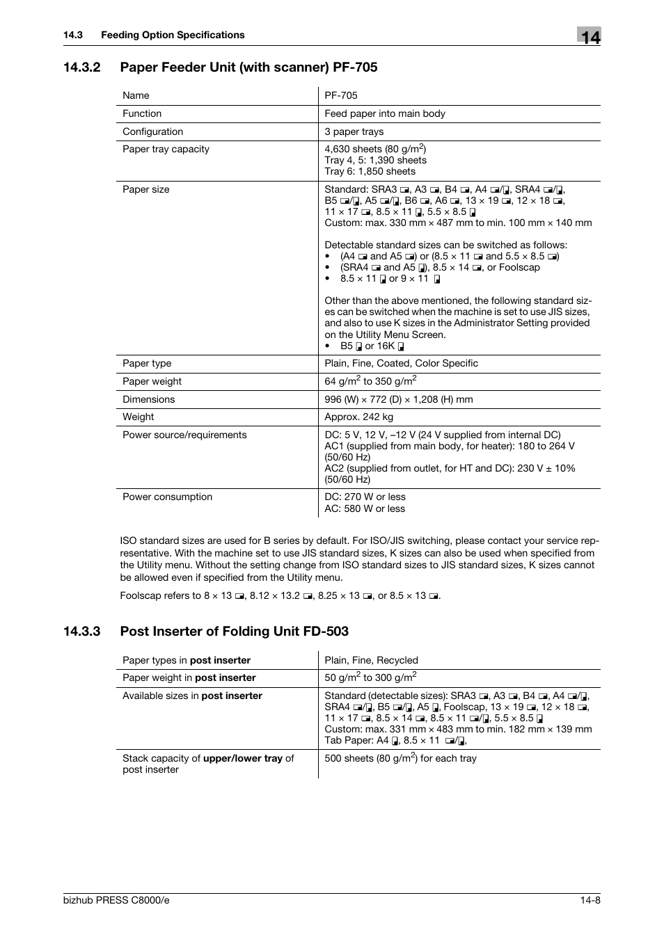 2 paper feeder unit (with scanner) pf-705, 3 post inserter of folding unit fd-503, Paper feeder unit (with scanner) pf-705 -8 | Post inserter of folding unit fd-503 -8 | Konica Minolta bizhub PRESS C8000e User Manual | Page 674 / 706