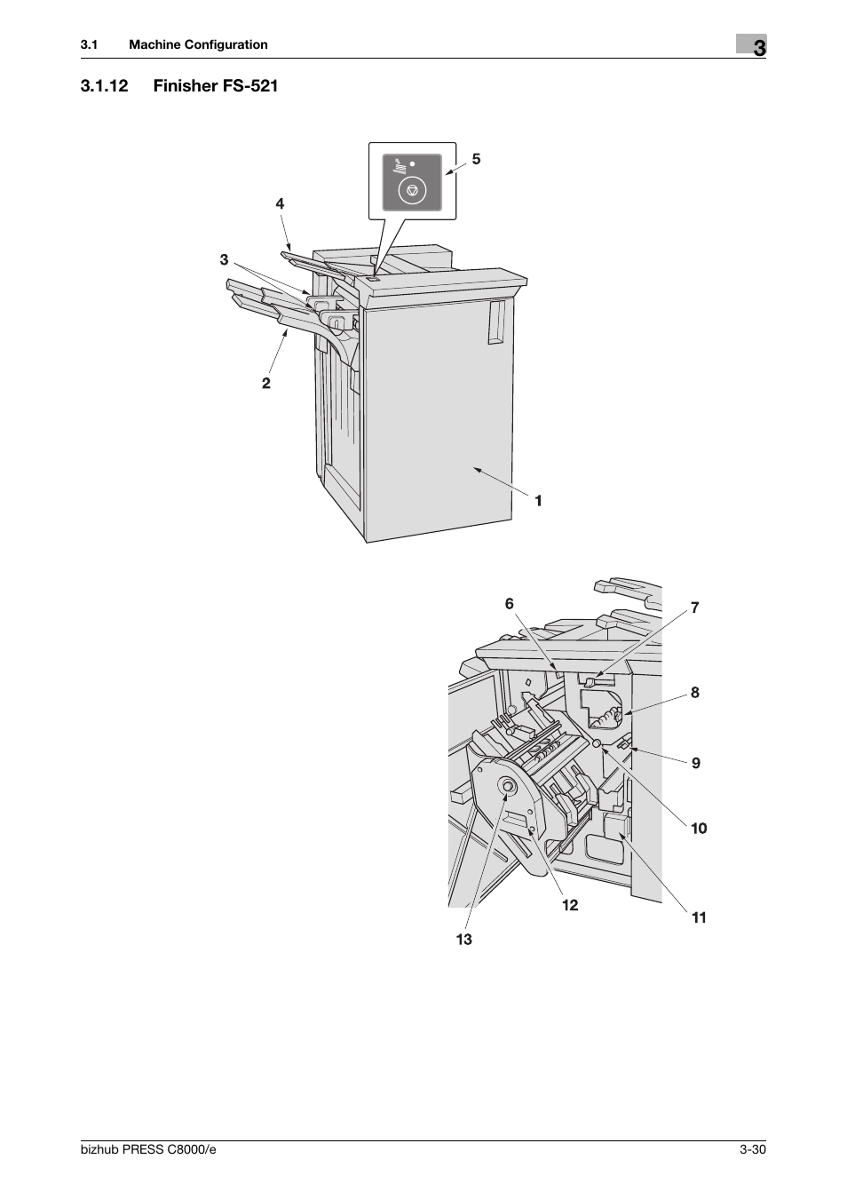 12 finisher fs-521, Finisher fs-521 -30 | Konica Minolta bizhub PRESS C8000e User Manual | Page 94 / 706