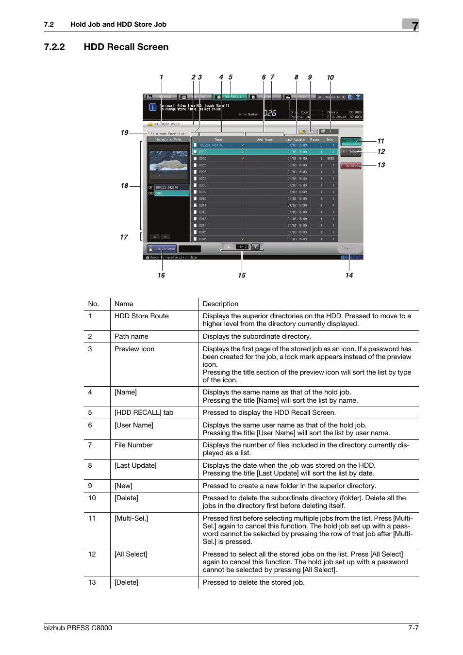 2 hdd recall screen, Hdd recall screen -7 | Konica Minolta bizhub PRESS C8000e User Manual | Page 239 / 418