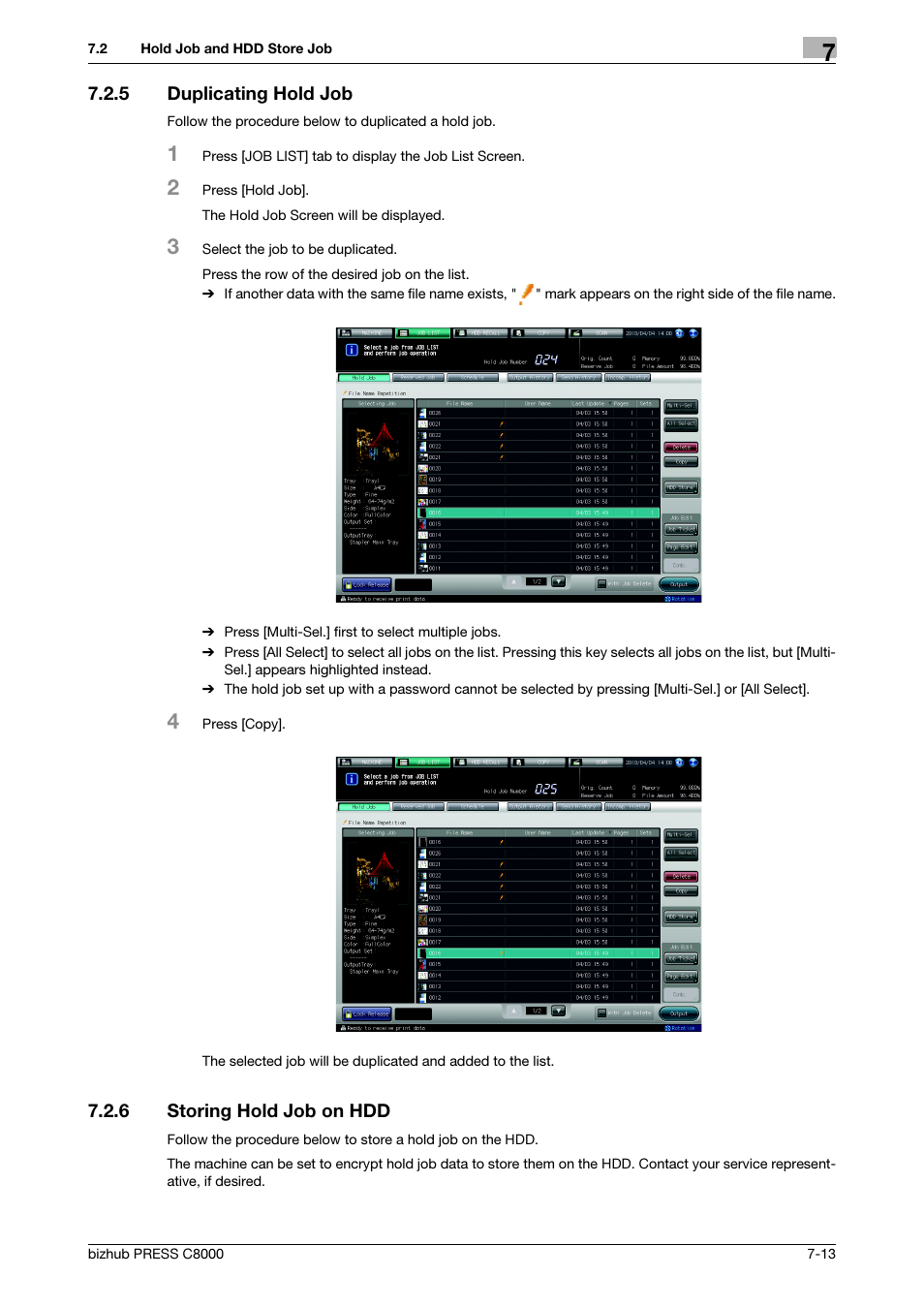 5 duplicating hold job, 6 storing hold job on hdd, Duplicating hold job -13 | Storing hold job on hdd -13 | Konica Minolta bizhub PRESS C8000e User Manual | Page 245 / 418