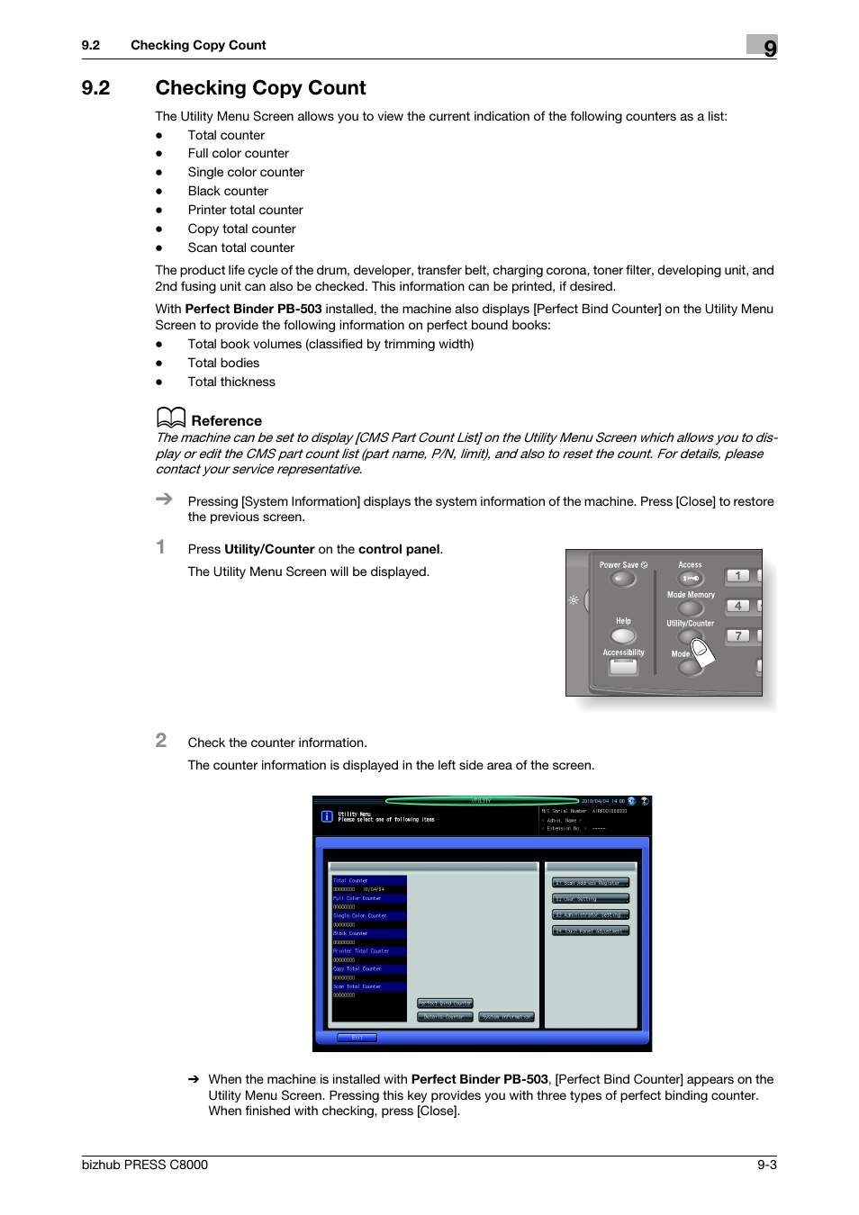 2 checking copy count, Checking copy count -3 | Konica Minolta bizhub PRESS C8000e User Manual | Page 298 / 418