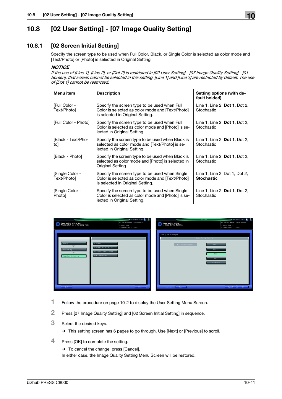 8 [02 user setting] - [07 image quality setting, 1 [02 screen initial setting, 02 user setting] - [07 image quality setting] -41 | 02 screen initial setting] -41 | Konica Minolta bizhub PRESS C8000e User Manual | Page 349 / 418