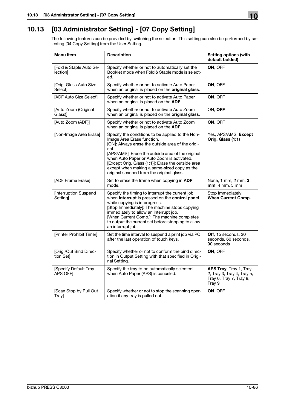 13 [03 administrator setting] - [07 copy setting, 03 administrator setting] - [07 copy setting] -86 | Konica Minolta bizhub PRESS C8000e User Manual | Page 394 / 418