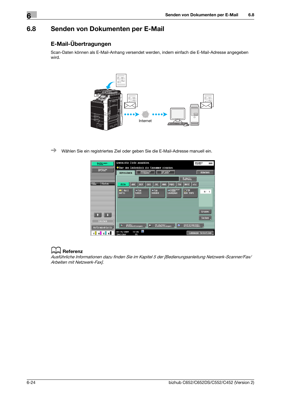 8 senden von dokumenten per e-mail, E-mail-übertragungen | Konica Minolta BIZHUB C652DS User Manual | Page 268 / 338