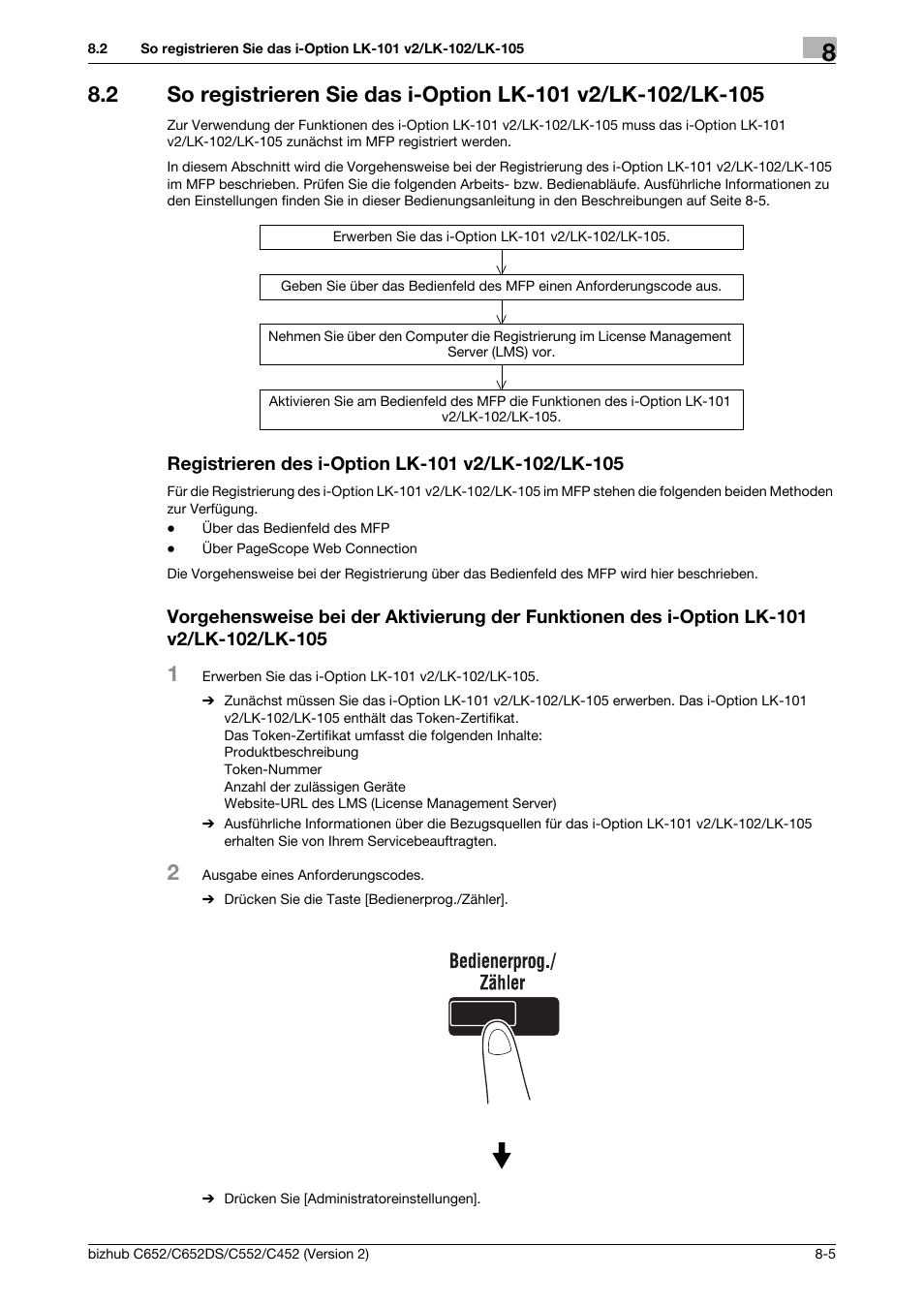 Registrieren des i-option lk-101 v2/lk-102/lk-105 | Konica Minolta BIZHUB C652DS User Manual | Page 293 / 338