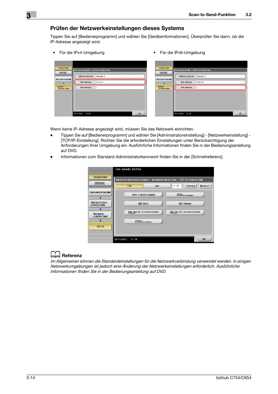 Prüfen der netzwerkeinstellungen dieses systems, Seite 3-14 | Konica Minolta bizhub C654 User Manual | Page 74 / 134