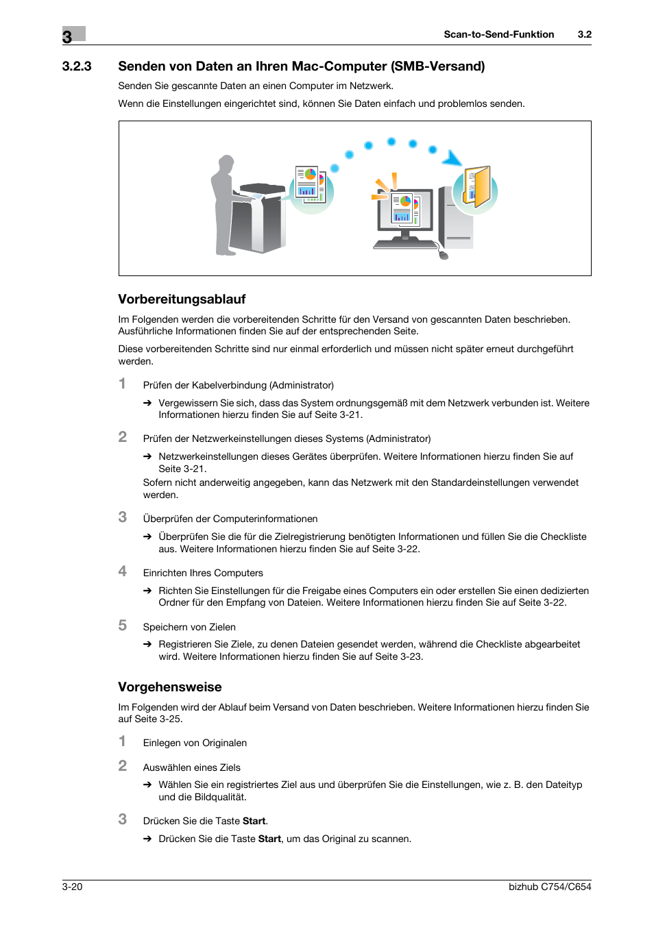 Vorbereitungsablauf, Vorgehensweise, Seite 3-20 | Konica Minolta bizhub C654 User Manual | Page 80 / 134