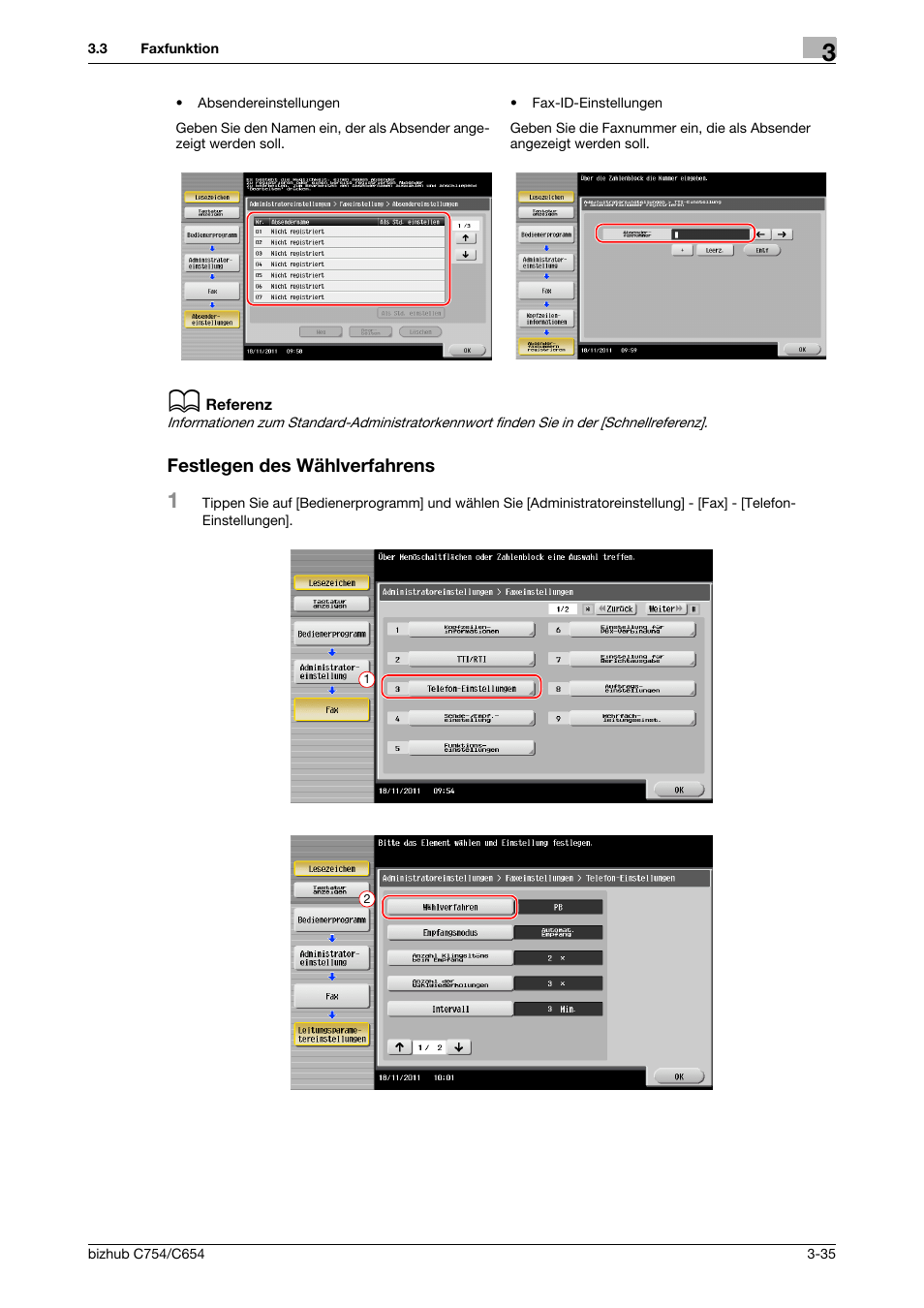 Festlegen des wählverfahrens, Festlegen des wählverfahrens -35, Seite 3-35 | Konica Minolta bizhub C654 User Manual | Page 95 / 134