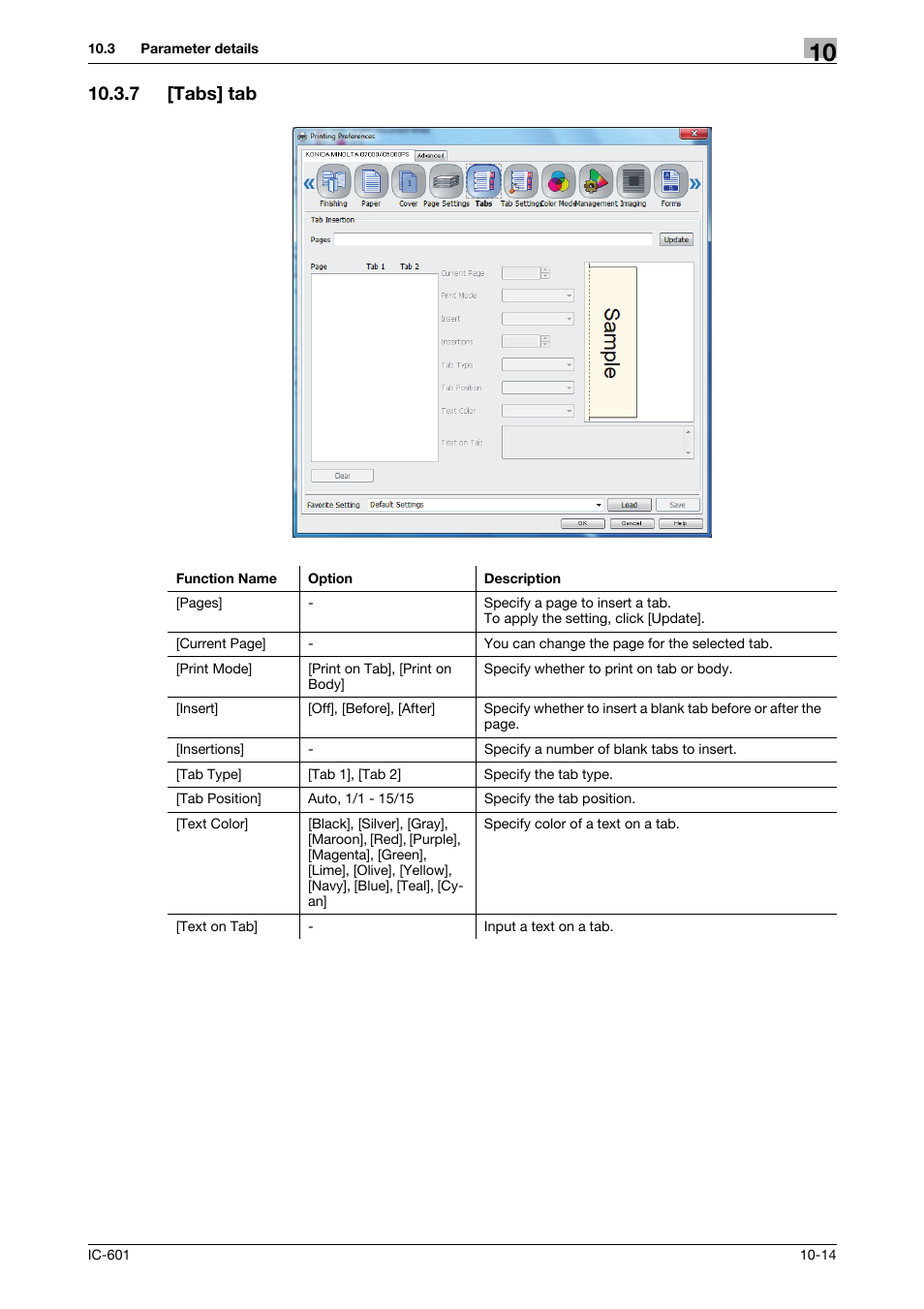 7 [tabs] tab, Tabs] tab -14, P. 10-14 | Konica Minolta bizhub PRESS C70hc User Manual | Page 115 / 249