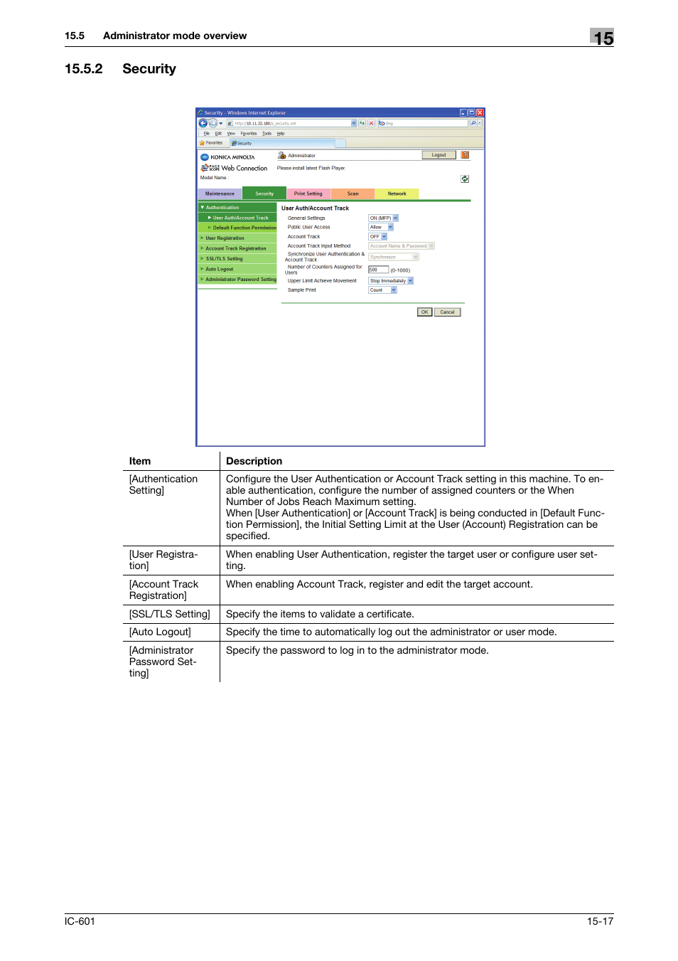 2 security, Security -17 | Konica Minolta bizhub PRESS C70hc User Manual | Page 217 / 249