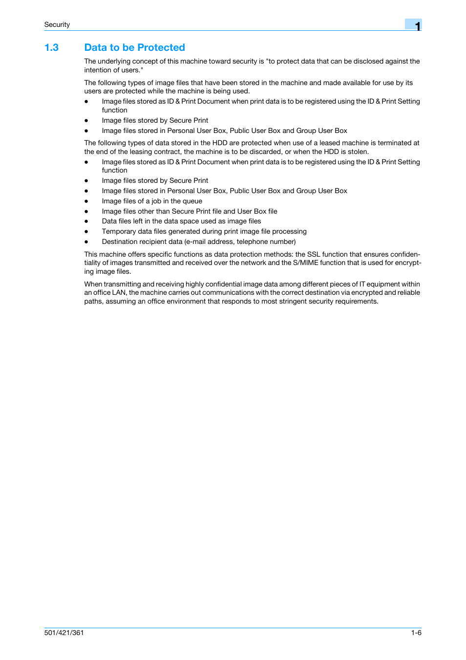 3 data to be protected, Data to be protected -6 | Konica Minolta bizhub 361 User Manual | Page 12 / 217