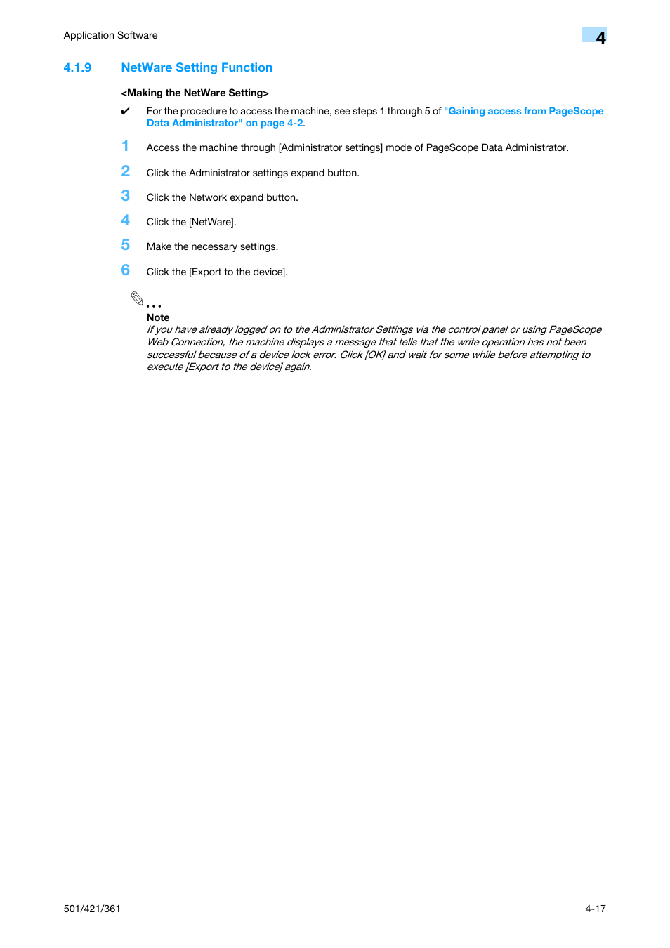 9 netware setting function, Making the netware setting | Konica Minolta bizhub 361 User Manual | Page 195 / 217